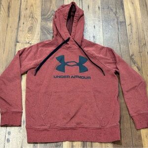 Under Armour Men's Rust and Black Speckled Hoodie with Black Logo